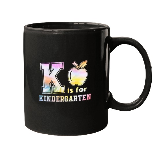 Back To School K Is For Kindergarten Tie Dye Apple Student Mugs