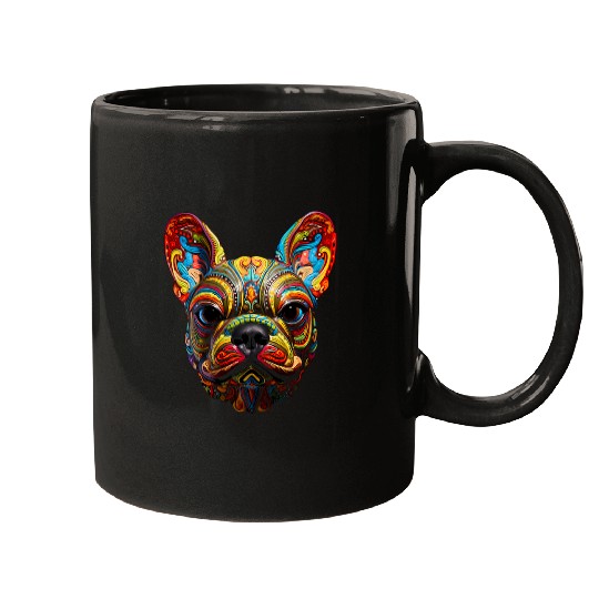 Trippy French Bulldog Design  A I  created Frenchie Mugs