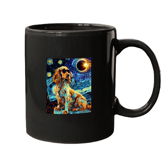 Total Solar Eclipse Welsh Springer Spaniel Dog Mugs
