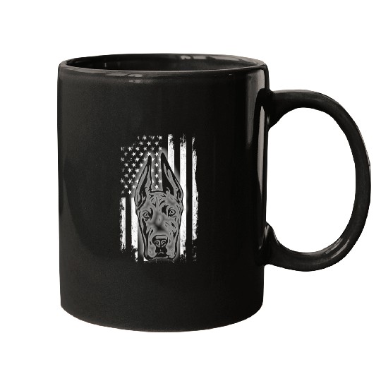 Dog Great Dane American Flag Cool USA Patriotic Dog Lover Gift T-Shirt Mugs
