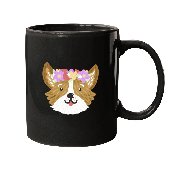 Trendy Floral Corgi Portrait Mugs