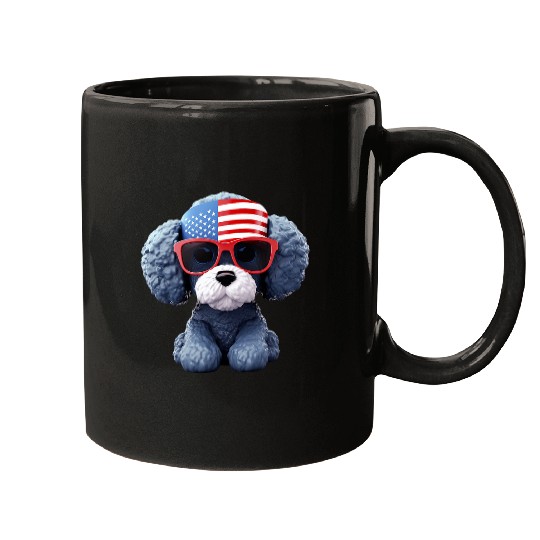 Toy Poodle with Patriotic USA Flag American Independence Day 1 Mugs