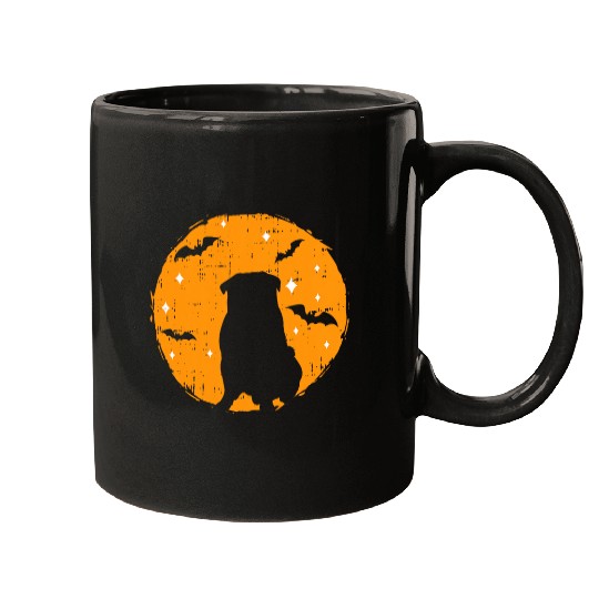Pug Halloween Costume Dog Silhoutte Puppy Men Women Kids Mugs