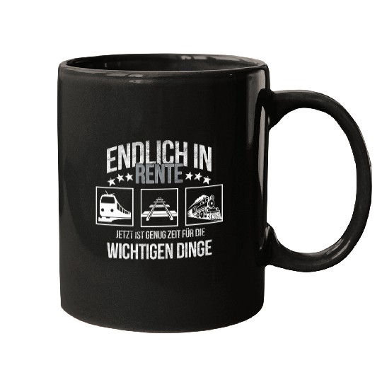 Railways at retirement and pensioner with model railway Mugs