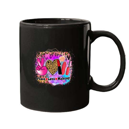 Peace Love Makeup Artist Animal Print Aesthetic Pink Boss Mugs