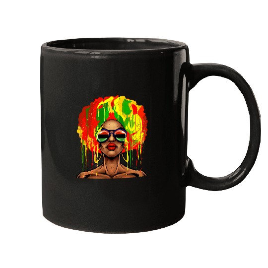 Juneteenth Black Women Afro Hair Pop Art Black History Mugs