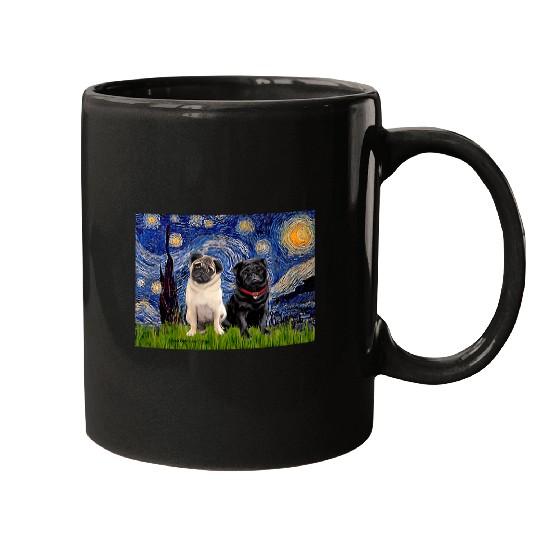 Pug Starry Night Famous In A Starry Sky Night Painting Mugs