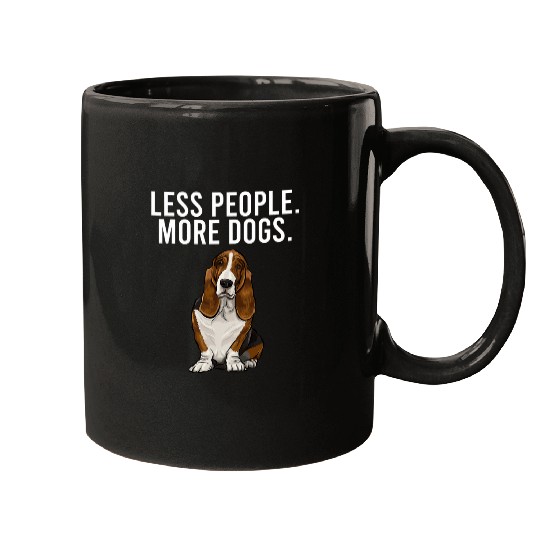 Less People More Dogs Basset Hound Funny Introvert Mugs
