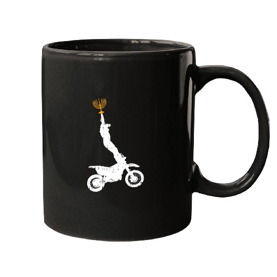 Motorcycle Rider Menorah Hanukkah Funny Chanukah Dirt Bike Mugs