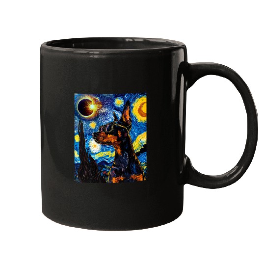 Total Solar Eclipse Doberman Dog Mugs