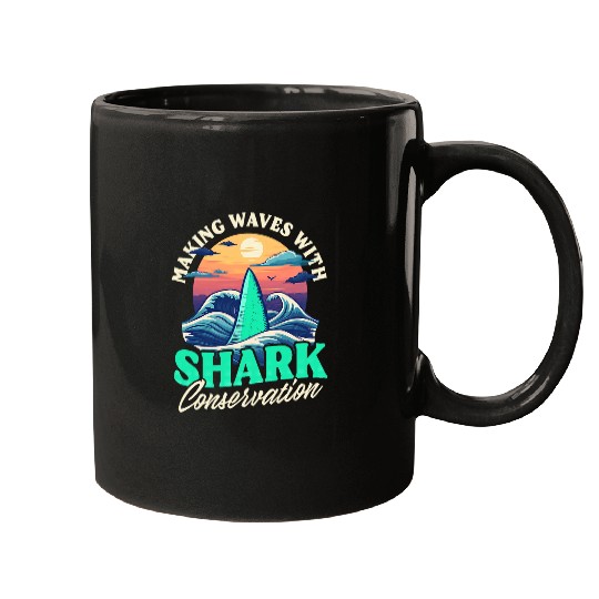 Waves Shark Conservation Design Biologist Shark Lover Mugs