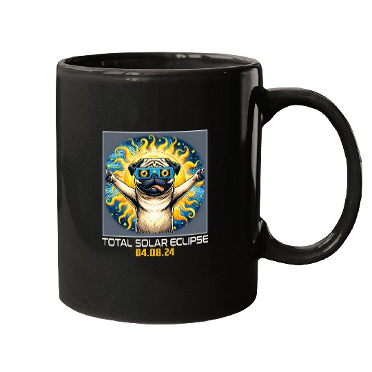 Pug Dog Taking Selfie Solar Eclipse Mugs
