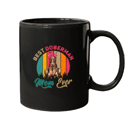 vintages Retro bests Doberman Mom Ever Cute Dog Bow Tie Lover Mugs