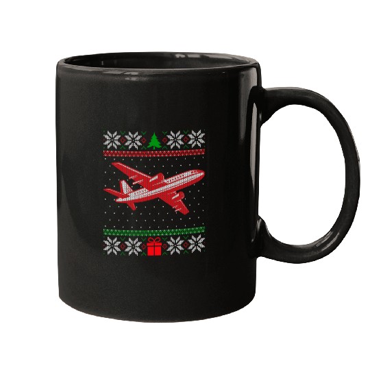 Airplane Pilots Aviation Crew Matching Ugly Christmas Plane 1 Mugs