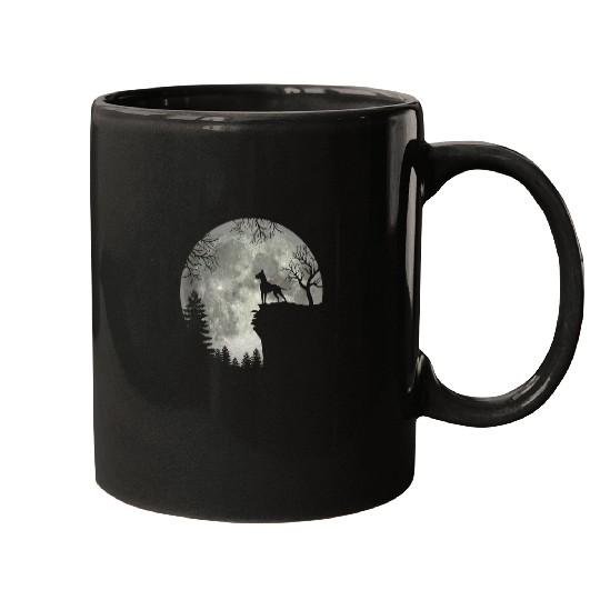 Dog Great Dane And Moon Halloween T-Shirt Mugs