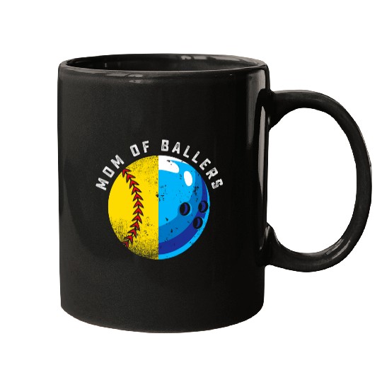 Proud Mom of Ballers Daughter Softball Son Bowling Player Mugs