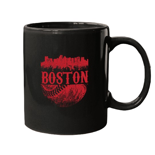 vintages Boston Skyline City Baseball Tee Met At Gameday Mugs
