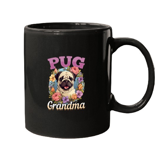 Pug Dog Breed Pet Pug Grandma Mugs