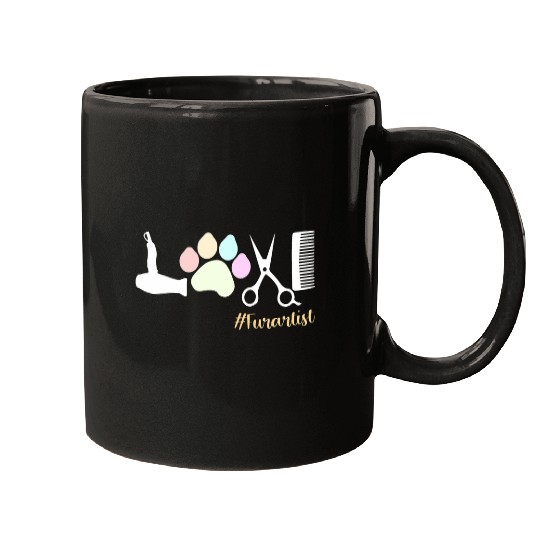 LOVE Dog Groomer Life Fur Artist Grooming Cat Dog Paw Print Mugs