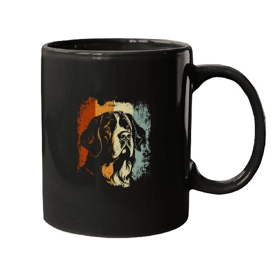 Retro Style Saint Bernard Dog Mugs