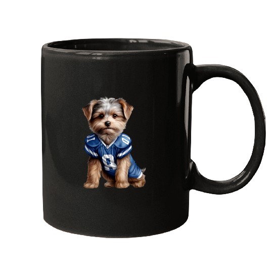 Yorkshire Terrier Football Puppy Touchdown Dog Mugs