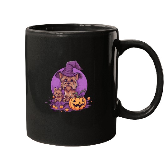 Pumpkin Yorkshire Terrier Dog October Fall Halloween Graphic Mugs