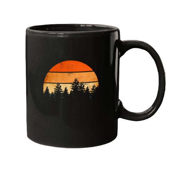 Pretty retro sunset powerful forest trees Mugs