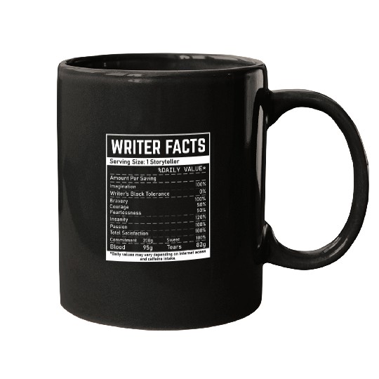 Writer Nutrition Facts Famous Novel Author Novelist Writing Mugs