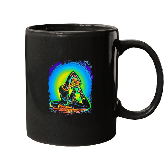 Yoga King Pidgeon Pose Eka Pada Rajakapotasana Pop Art Mugs