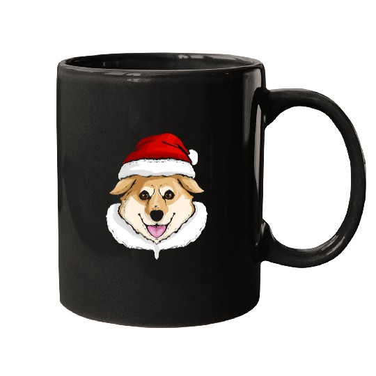 Dog Shiba Inu With Santas Hat For Christmas Mugs