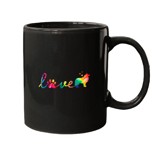 Love Border Collie Tie Dye Paw Mom Dad Mugs