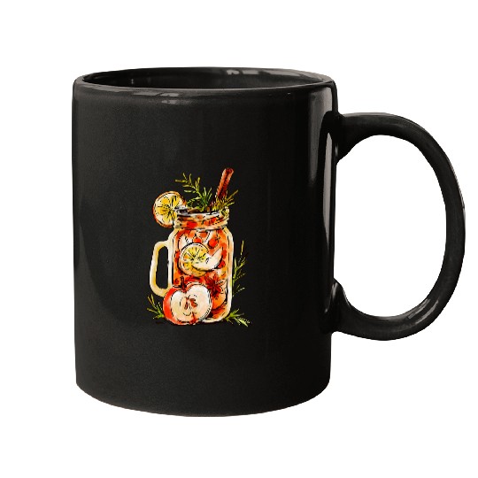 Warm Autumn Season Drink Cinnamon Apple Mugs