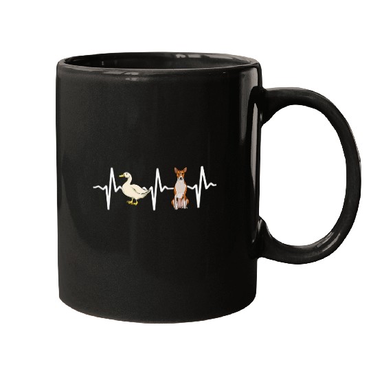 White Duck Basenji Heartbeat Dog Lover Mugs