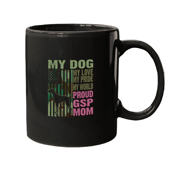 Womens German Shorthair Pointer GSP Mom USA Flag Design Mugs