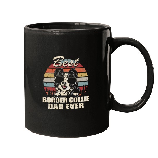 Mens bests Border Collie Dad Ever Fathers Day Cool Dog Vintage Mugs