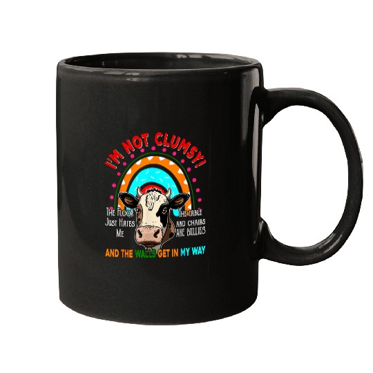 Im Not Clumsy Floor Hates Me Funny Joke Cow Owner Lover Mugs