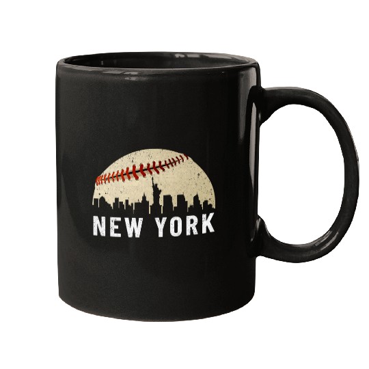 New York City Baseball Skyline City New York Baseball Fans Mugs