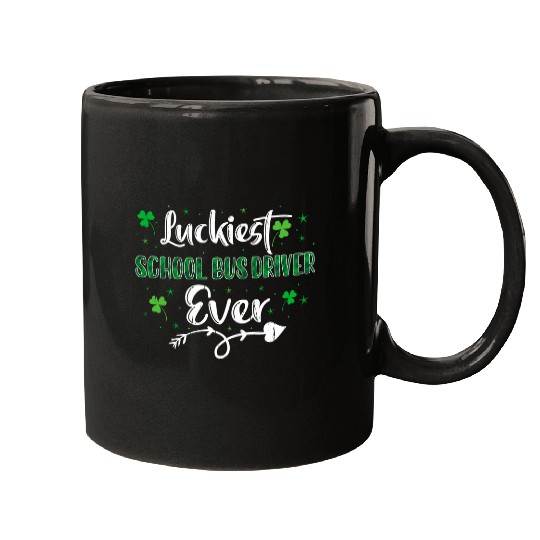 Luckiest School Bus Driver Ever St Patricks Day Shamrock Mugs