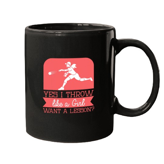 Yes I Throw Like A Girl Want A Lesson Baseball Softball Mugs