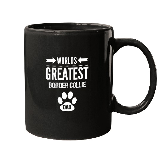 Worlds Greatest Border Collie Dog Dad Paw Print Pet Father Mugs