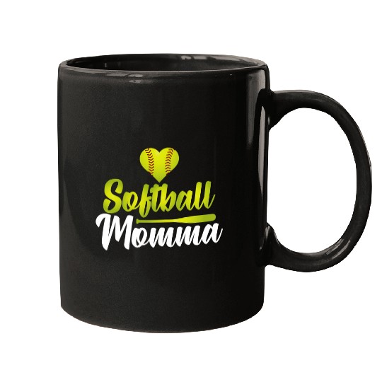 Womens Softball Momma Mothers Day For Supportive Moms Mugs