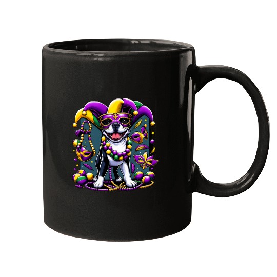 Mardi Gras Boston Terrier Dog Mugs