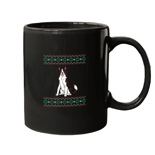 Ugly Christmas Sweater Ugly Sweater Border Collie Dog 1 Mugs