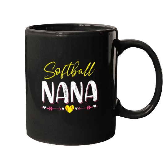 Womens Softball Player Nana Retired Grandma American Game Softball Mugs