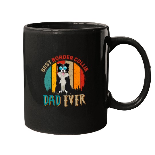 vintages Retro bests Border Collie Dad Ever Dog Sunglasses Mugs