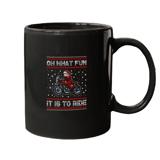 Oh What Fun It Is To Ride Santa Claus Rider Motorbike Fan Mugs