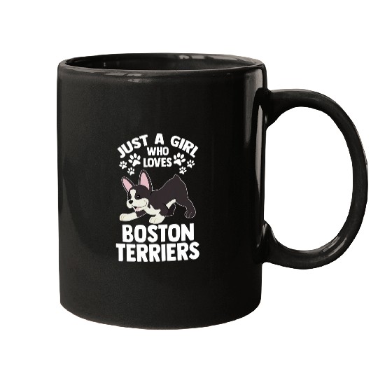 Womens Girl who loves Boston Terrier Border Collie Mugs