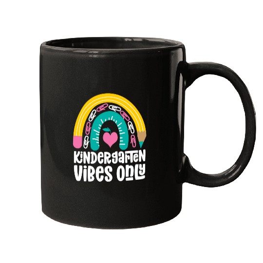 Back to School Rainbow for Girls Kindergarten Vibes Only Mugs