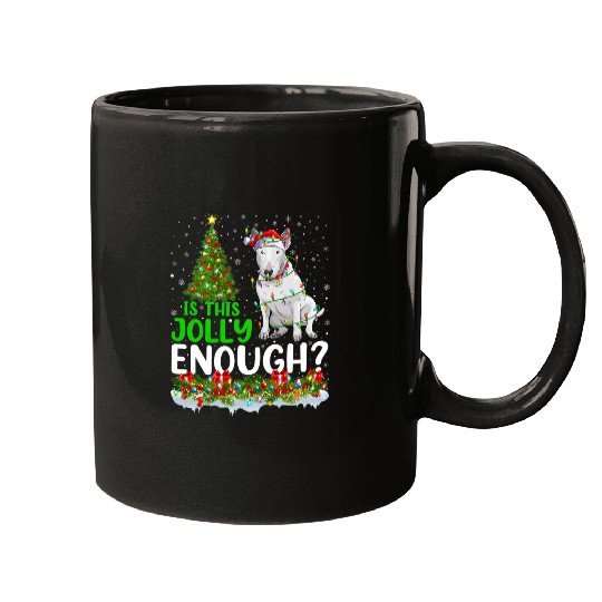 Is This Jolly Enough Santa Bull Terrier Dog Christmas Tree Mugs