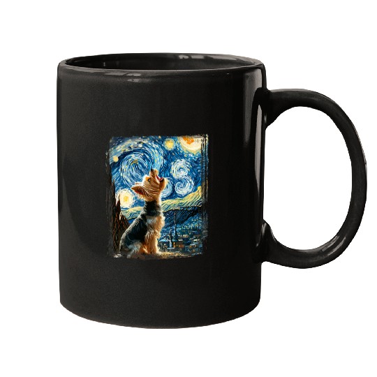 Yorkie Dog Artistic Van Gogh Starry Night Yorkshire Terrier Mugs